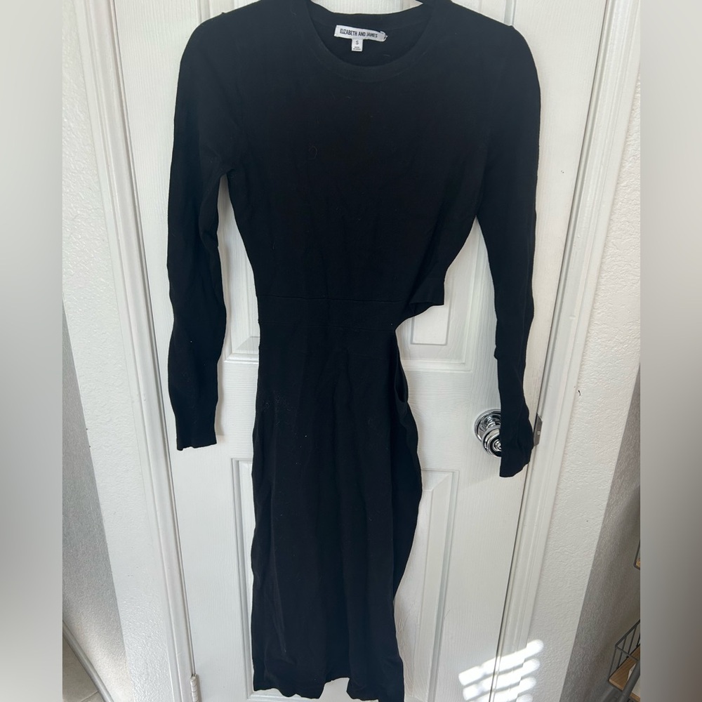 Black Long Sleeve Midi Dress